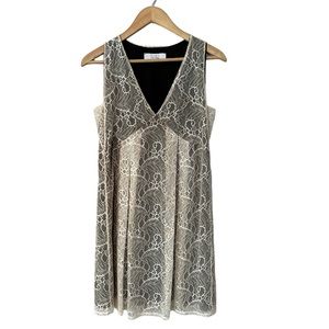 KAOS white lace box pleat fit and flare dress Small